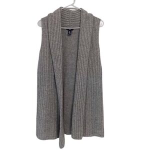 Gap Sweater Vest Womens Medium Gray Open Front Shawl Collar Ribbed Knit Wool